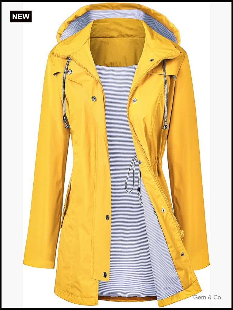 Waterproof Long Hooded Trench Coat With Lining, Lightweight Windbreaker Jacket